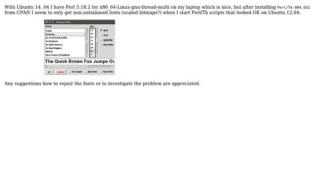 Ubuntu: How to repair fonts for Perl/Tk (14.04)? смотреть онлайн
