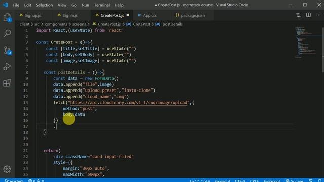 #21 Uploading image to cloudinary | MERN stack tutorial | Instagram clone смотреть онлайн