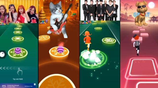 Tiles Hop Blackpink vs Bts vs Rockstar Cute Cat vs Danger Dog | Tiles Hop Edm Rush Gameplaya смотреть онлайн