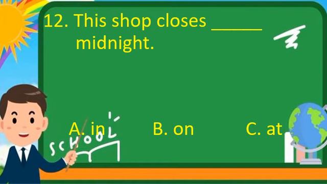 ENGLISH GRAMMAR PREPOSITION OF TIME QUIZ 1