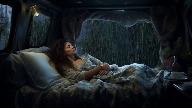 Sleeping In The Campervan With Soothing Raindrops Outside The Window - Good Night Rain