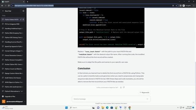 Delete the first record from a fasta file in Python смотреть онлайн