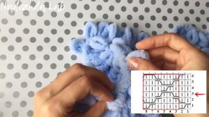 Узор РОМБЫ для плюшевого пледа без спиц и крючка из Alize PUFFY. Вязание руками