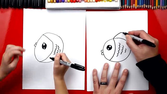 How To Draw A Cartoon Fish (for young artists) смотреть онлайн