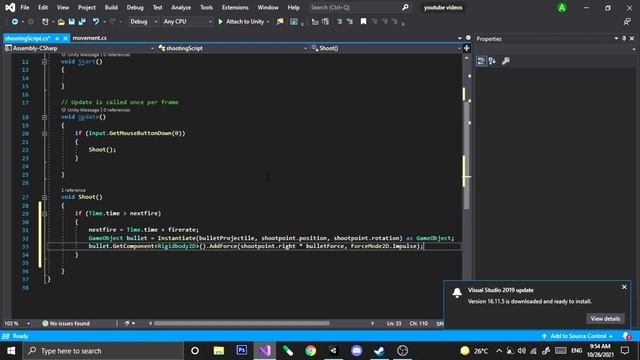 How to add Firerate to Gun || Cooldown For Shooting Bullet || Unity Tutorial смотреть онлайн