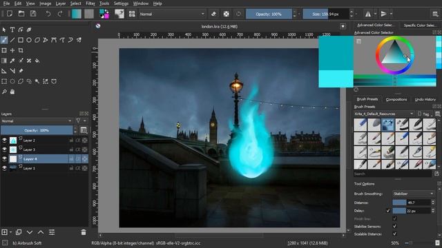 Magical Flame Effect : Krita Digital painting tutorial смотреть онлайн