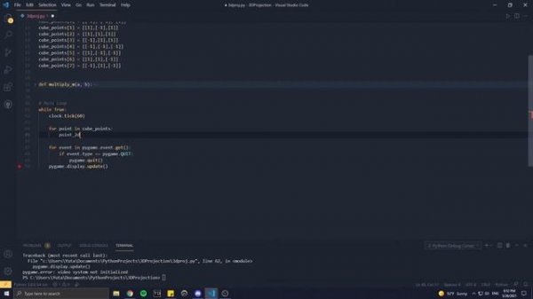3D Rotation & Projection using Python / Pygame