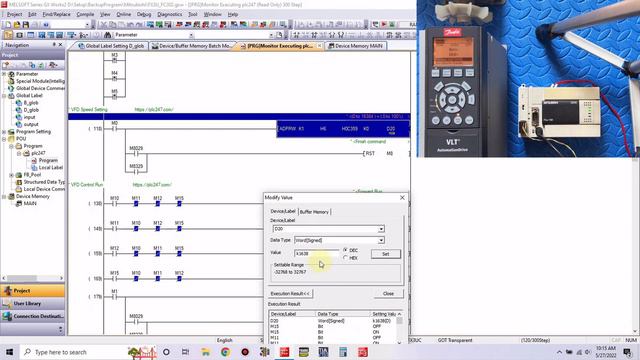 FX3U "Modbus RTU" Danfoss FC302 Tutorial смотреть онлайн