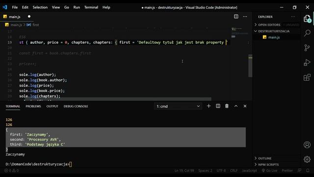 Destrukturyzacja obiektów w JavaScript смотреть онлайн