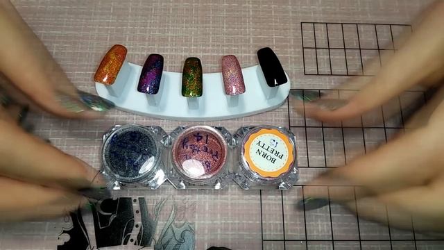 Варианты дизайнов с голографическим блестками от Born Pretty смотреть онлайн