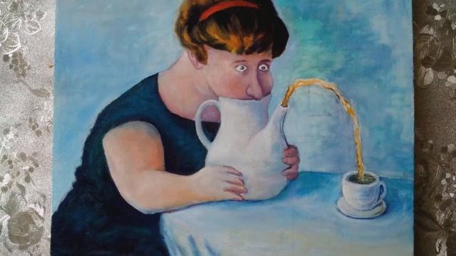 Рисуем картину маслом "Сидела женщина скучала" смотреть онлайн