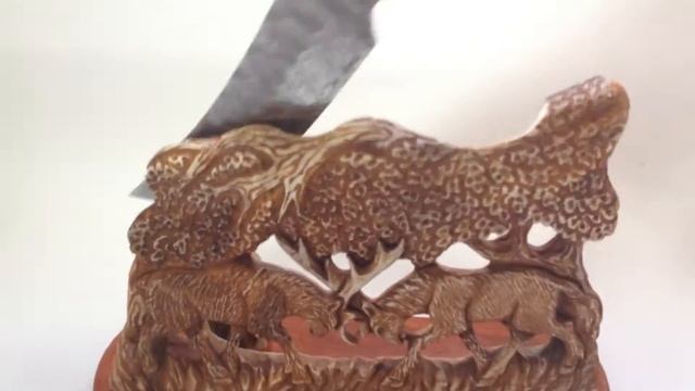 Дарственная ножевая композиция. Лоси. Рог лося, дамаск смотреть онлайн