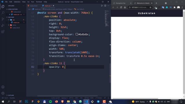 Responsive navigation bar (animatsiyasi bilan) — HTML, CSS va JavaScript смотреть онлайн