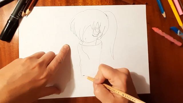 Рисуем девочку аниме фломастером. Рисунок аниме для новичков по шагам. Мастер класс аниме поэтапно. смотреть онлайн