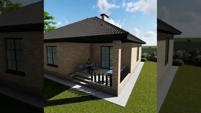 Проект дома с гаражем. (Визуализация одноэтажного дома) Татарстан смотреть онлайн