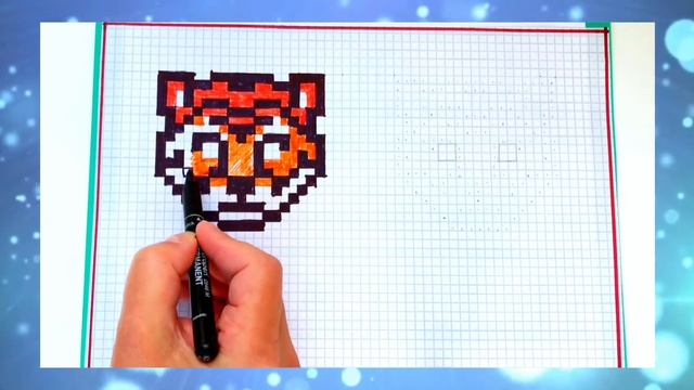 Tiger Pixel Art Тигр-котик. Как нарисовать по клеточкам тигра. смотреть онлайн