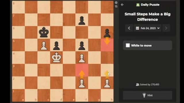 Daily Puzzle, chess.com. February 24th. Small Steps Make a Big Difference смотреть онлайн
