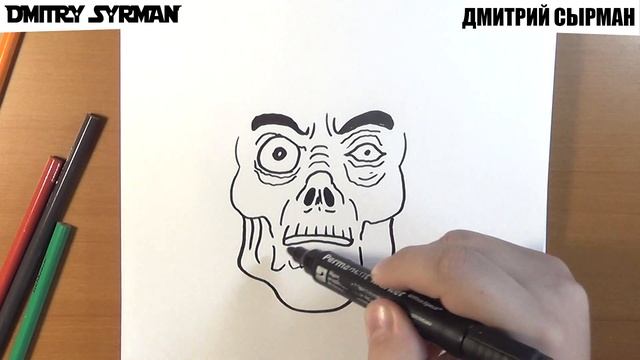 How to draw Zombie Head for Halloween, Как нарисовать Зомби голову на Хэллоуин смотреть онлайн