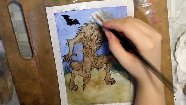 HALLOWEEN SPEEDPAINT. ОБОРОТЕНЬ АКВАРЕЛЬЮ. смотреть онлайн