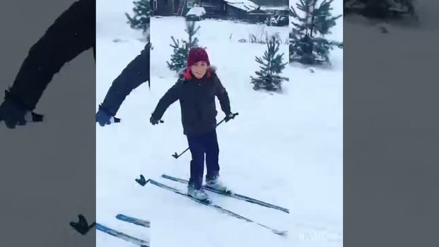 Катаемся на лыжах, купаемся со льдом))) смотреть онлайн