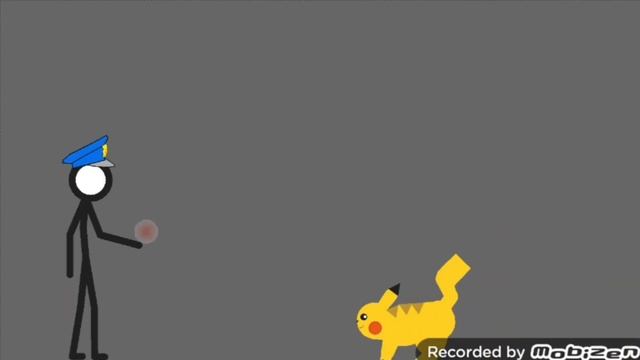 StickNodes-animation(pikachu, police car, pistol, police hat) смотреть онлайн