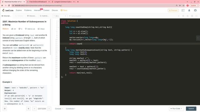 LeetCode 2207. Maximize Number of Subsequences in a String | Medium | ? BiWeekly Contest 74 смотреть онлайн