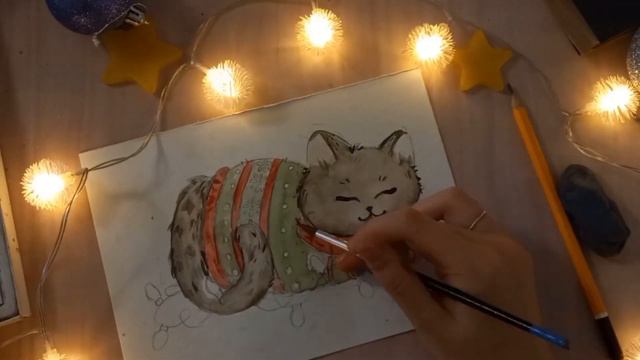 Скетчинг акварелью/Draw a cat смотреть онлайн