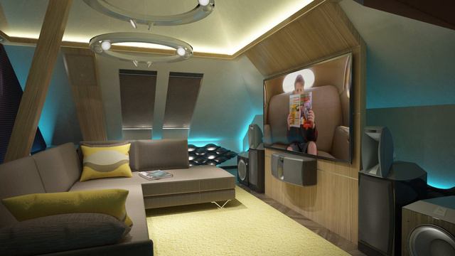 Домашний кинотеатр в мансарде