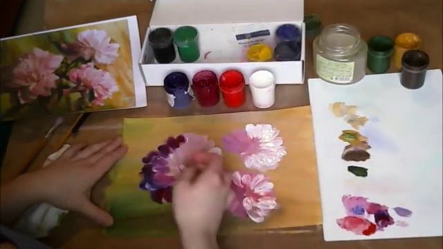 Гуашь. Урок 1. Пионы смотреть онлайн