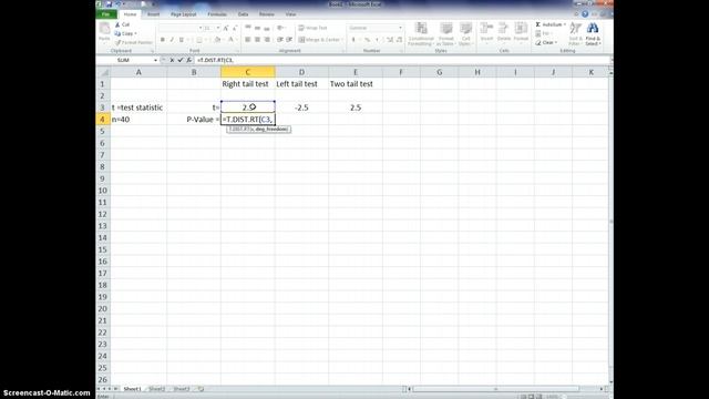P-Value in Excel for t-distributions смотреть онлайн