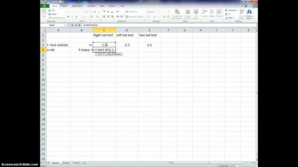 P-Value in Excel for t-distributions