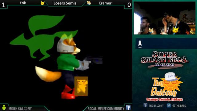Melee @ The Balcony 56 - Losers Semis ft. Erik (Pikachu) vs Kramer (Fox) смотреть онлайн