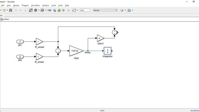 Математическая модель колёсного робота в Simulink смотреть онлайн