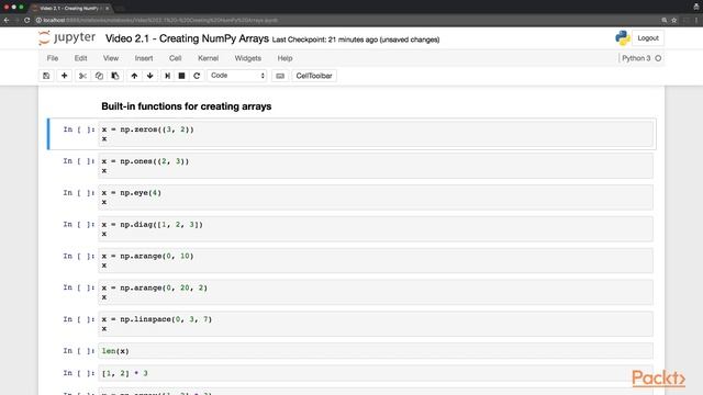 Data Analysis with Python : Creating NumPy Arrays | packtpub.com смотреть онлайн