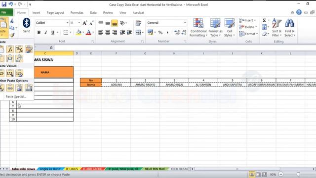 Cara Copy Data Excel dari Horizontal ke Vertikal смотреть онлайн