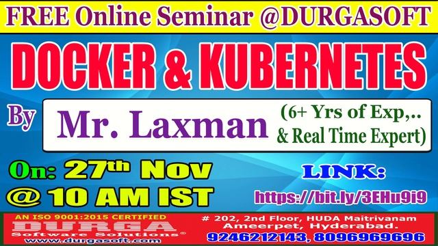 DOCKER & KUBERNETES (FREE Seminar) Online Training @ DURGASOFT смотреть онлайн