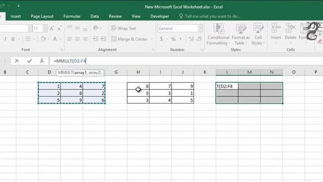 Multiply Matrices with Excel function MMULT смотреть онлайн