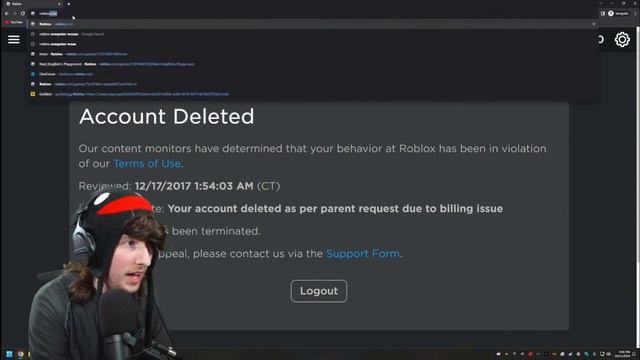 Kreek gets his account deleted on roblox смотреть онлайн