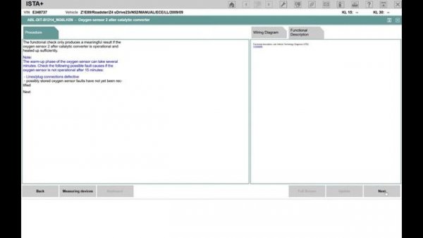 Test oxygen lambda sensor using ISTA