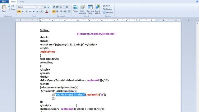 REPLACEALL METHOD IN JQUERY DEMO TAMIL смотреть онлайн