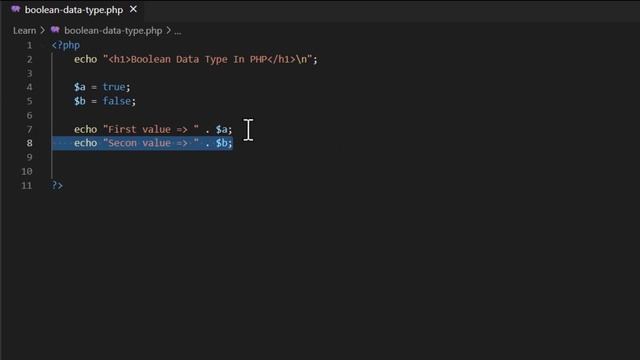 Boolean Data Type In PHP | #php смотреть онлайн