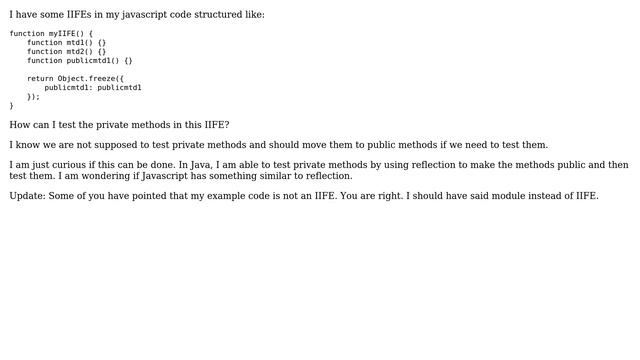 How do I test a private method in a IIFE, maybe by using reflection? смотреть онлайн