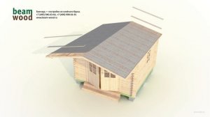 Садовый домик 3x3 из бруса с навесом (сборка 3d)