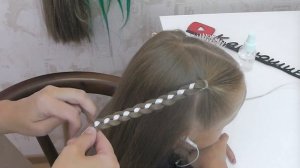 Простые косички к 1 сентября! Четырехпрядная коса с лентой, схема плетения.