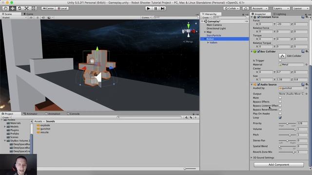 3 - 3D Shooter Game - Robot Model, Point Light And Constant Force смотреть онлайн