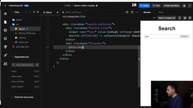 Search Bar with suggestions and filter in react for beginners смотреть онлайн