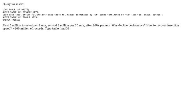 LOAD DATA INFILE decline in performance смотреть онлайн