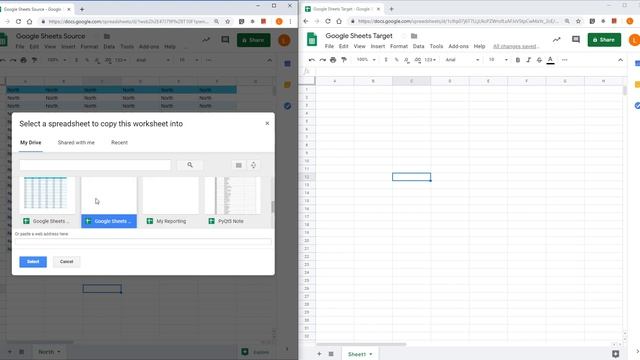 How to copy worksheet from one Google Sheets file to another смотреть онлайн