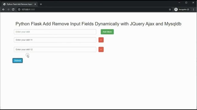 Python Flask Add Remove Input Fields Dynamically with JQuery Ajax and Mysqldb смотреть онлайн