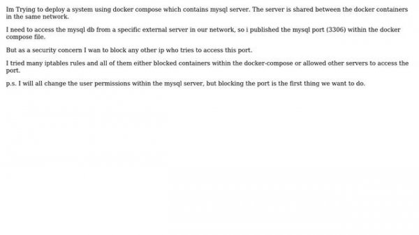 open iptables whithin docker-compose network and one external server